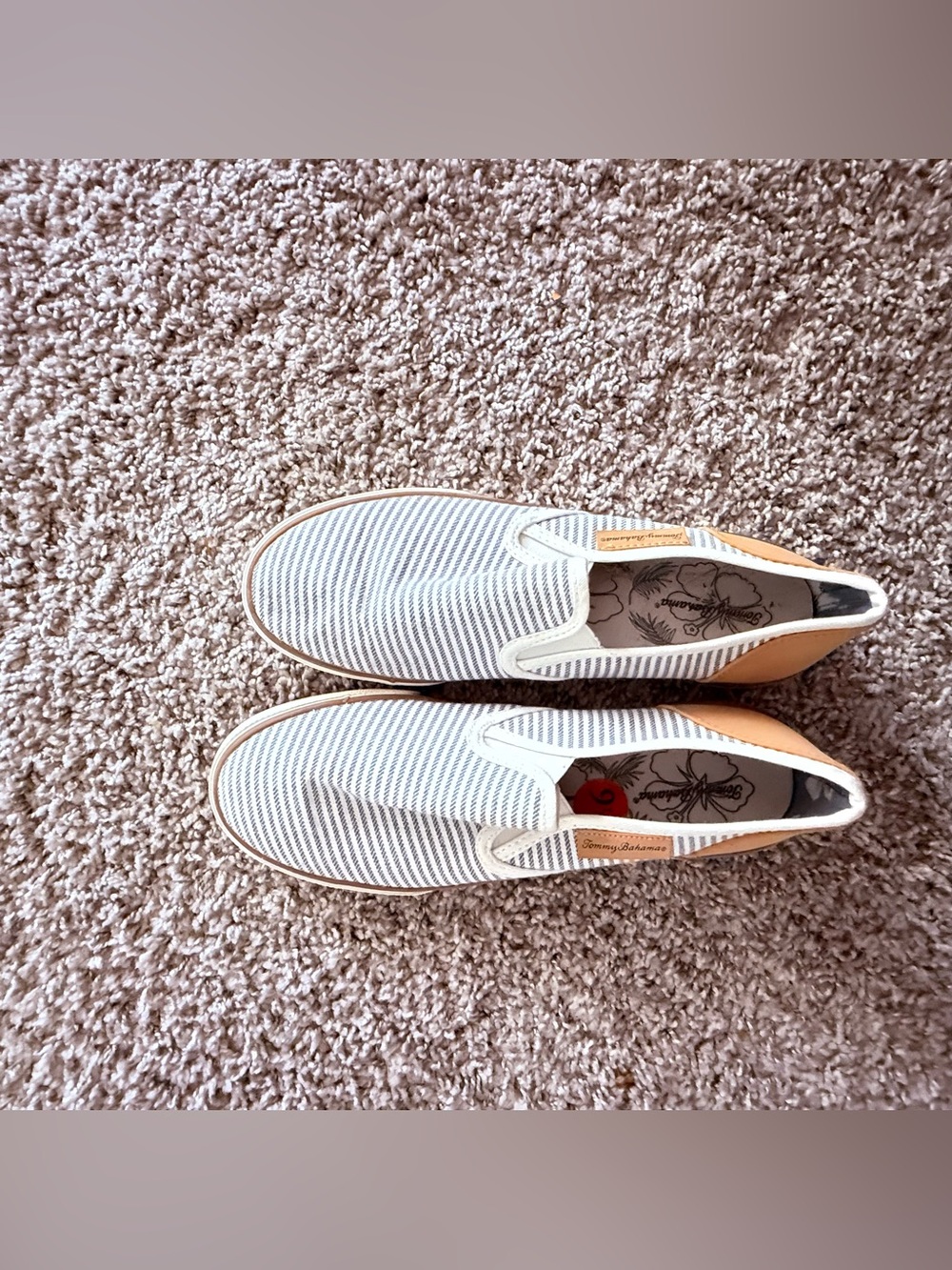 Tommy Bahama Sneakers Womens 9.5 Sailor Striped Canvas Slip On Boat Shoes